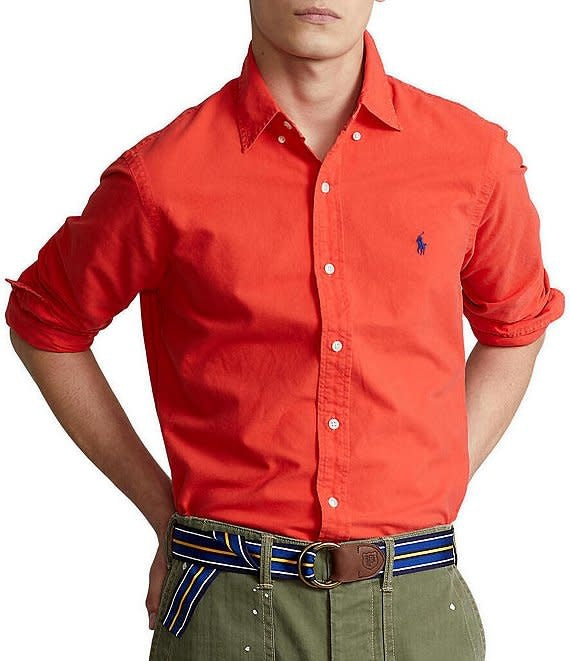 PRL Garment Dyed Classic Fit Oxford Shirt