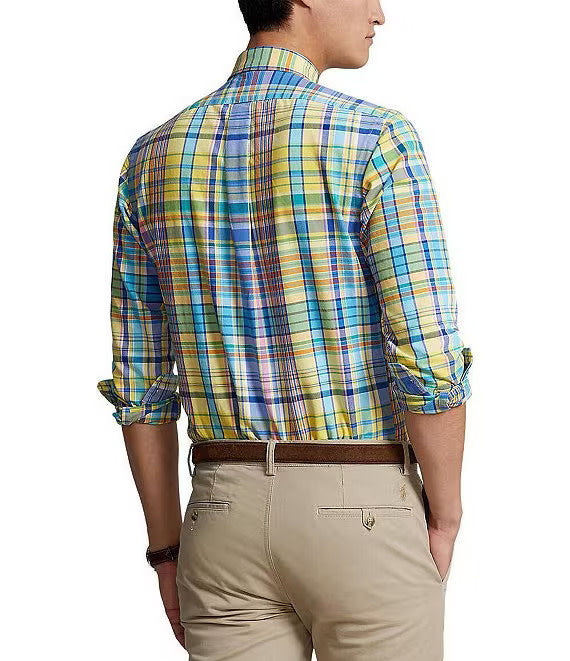 PRL Classic Fit Plaid Oxford Long Sleeve Woven Shirt