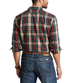 PRL Big & Tall Long-Sleeve Yarn-Dyed Oxford Sportshirt W/ Spread Collar - Plaid