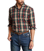 PRL Big & Tall Long-Sleeve Yarn-Dyed Oxford Sportshirt W/ Spread Collar - Plaid