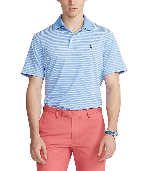 Polo Stripe Classic Fit Jersey Recycled Materials Performance Polo Knit Shirt