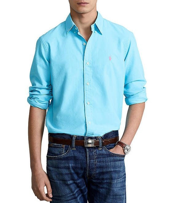 PRL Garment Dyed Classic Fit Oxford Shirt