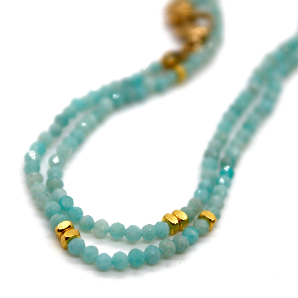 Lizou Stone and Gold Luxury Short Necklace