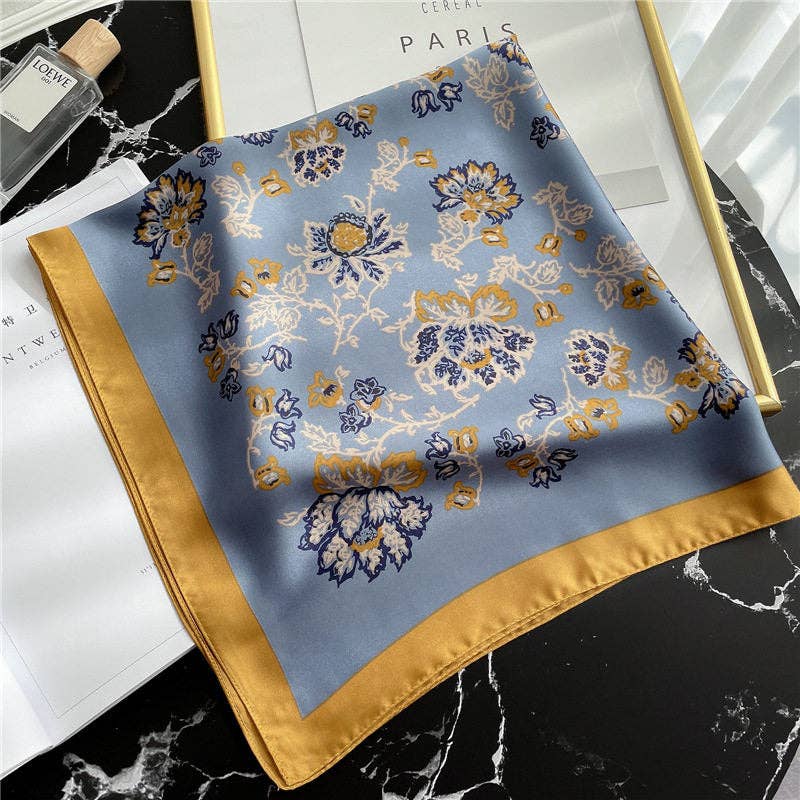 UZ   70Cm Silk Print Square Scarf