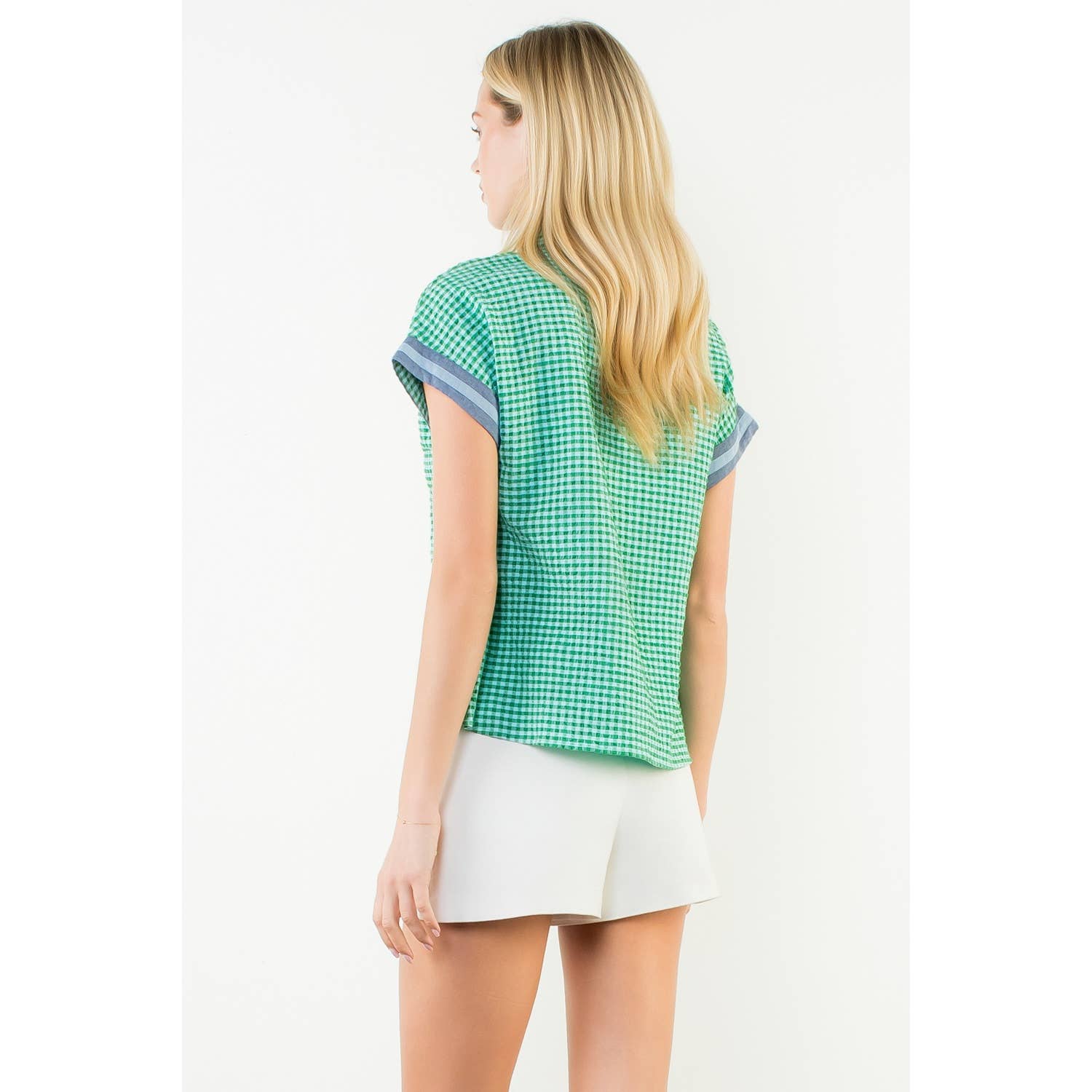 THML - Short Sleeve Gingham Patterned Top