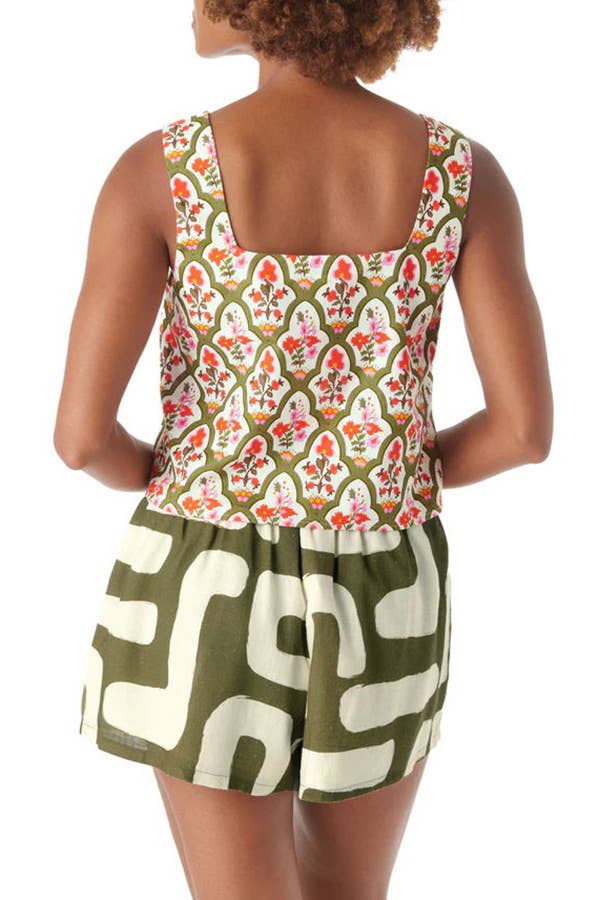 Rosa Clothing Printed Casual Street Tank Top Shorts Set