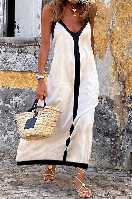 Fleurworld - Sleeveless Contrast Maxi Dress