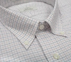 Cooper & Stewart Tan & Black Check on Dobby Button Down Collar (95/5)