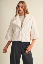 Mustard Seed - High-Pile Rosette Faux Fur Jacket