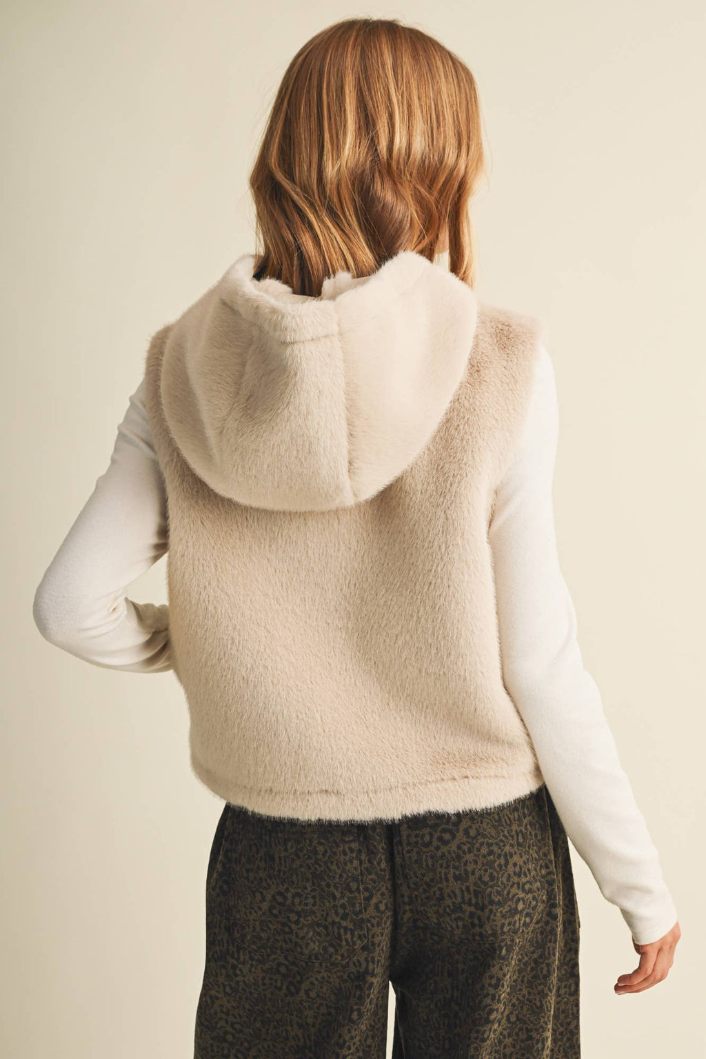Mustard Seed  Hooded Faux Fur Vest