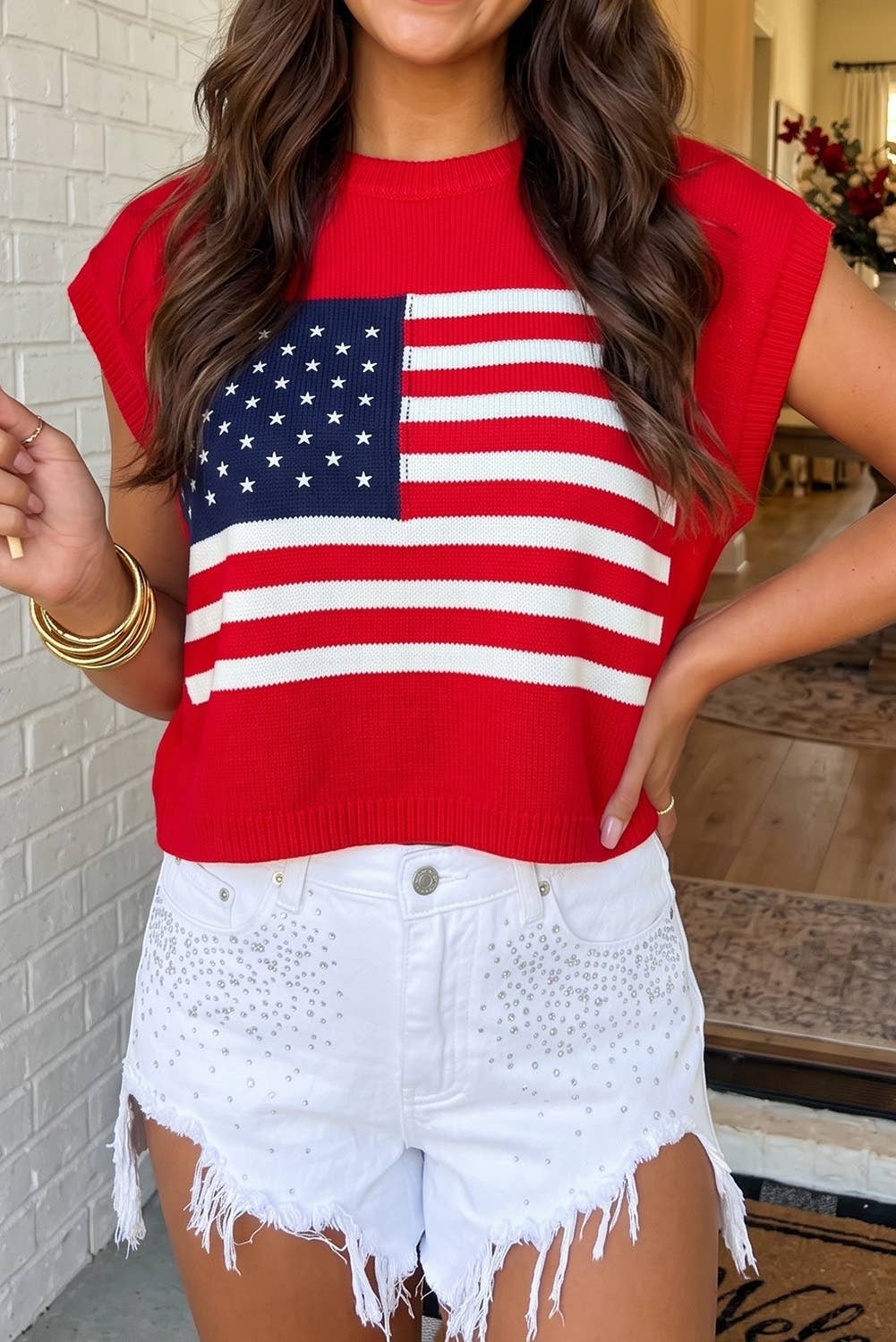 LA Society - LAS Stars and Stripe Dolman Short Sleeve Sweater (S-XL)