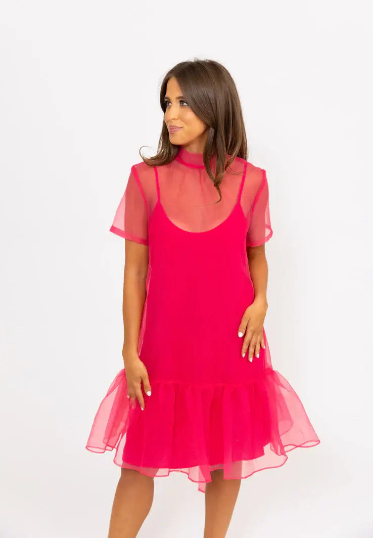 Karlie Solid Organza Mock Bow (Short) Dress
