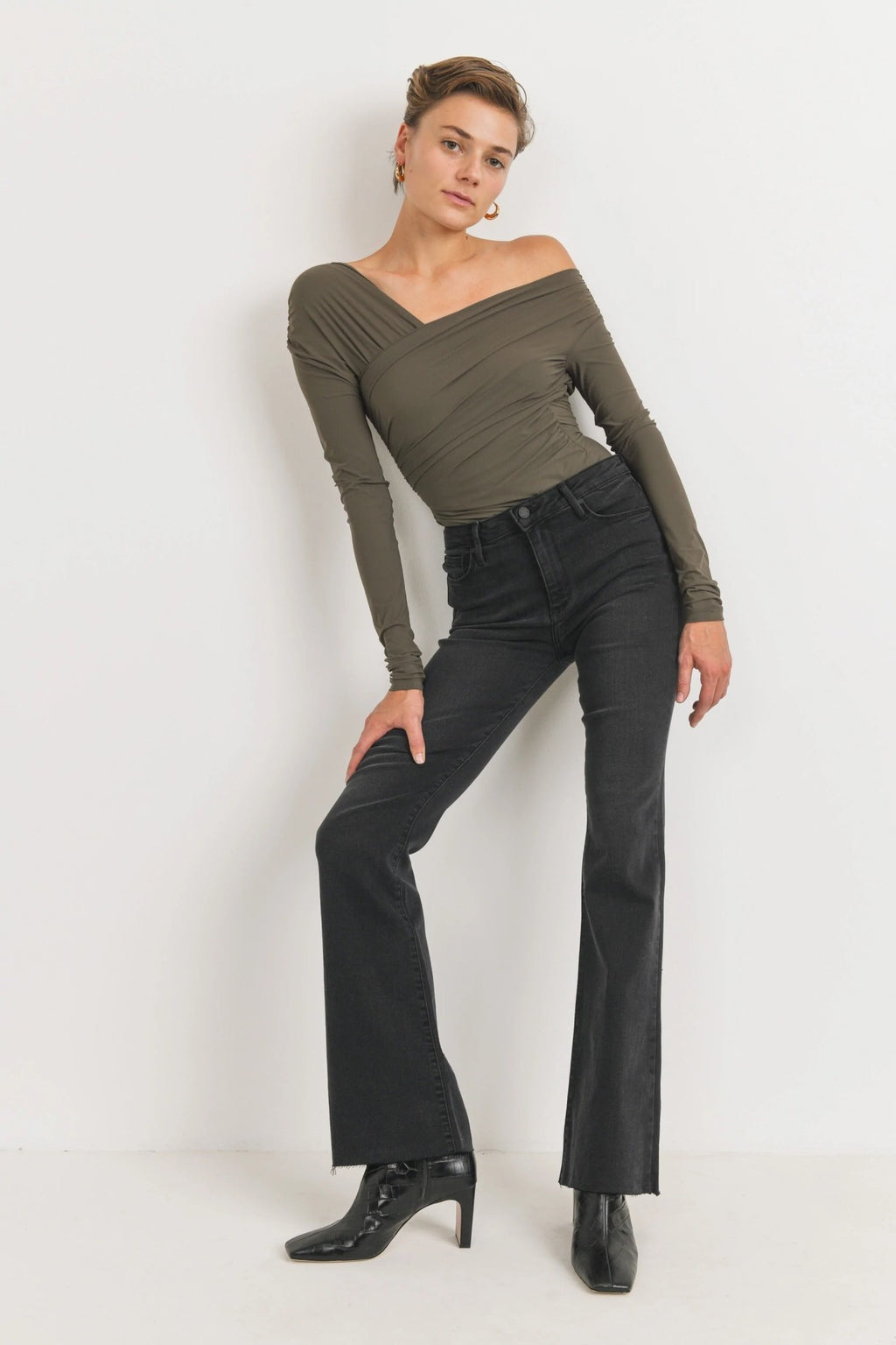 Just Black High Rise Scissor Cut Flare Jeans