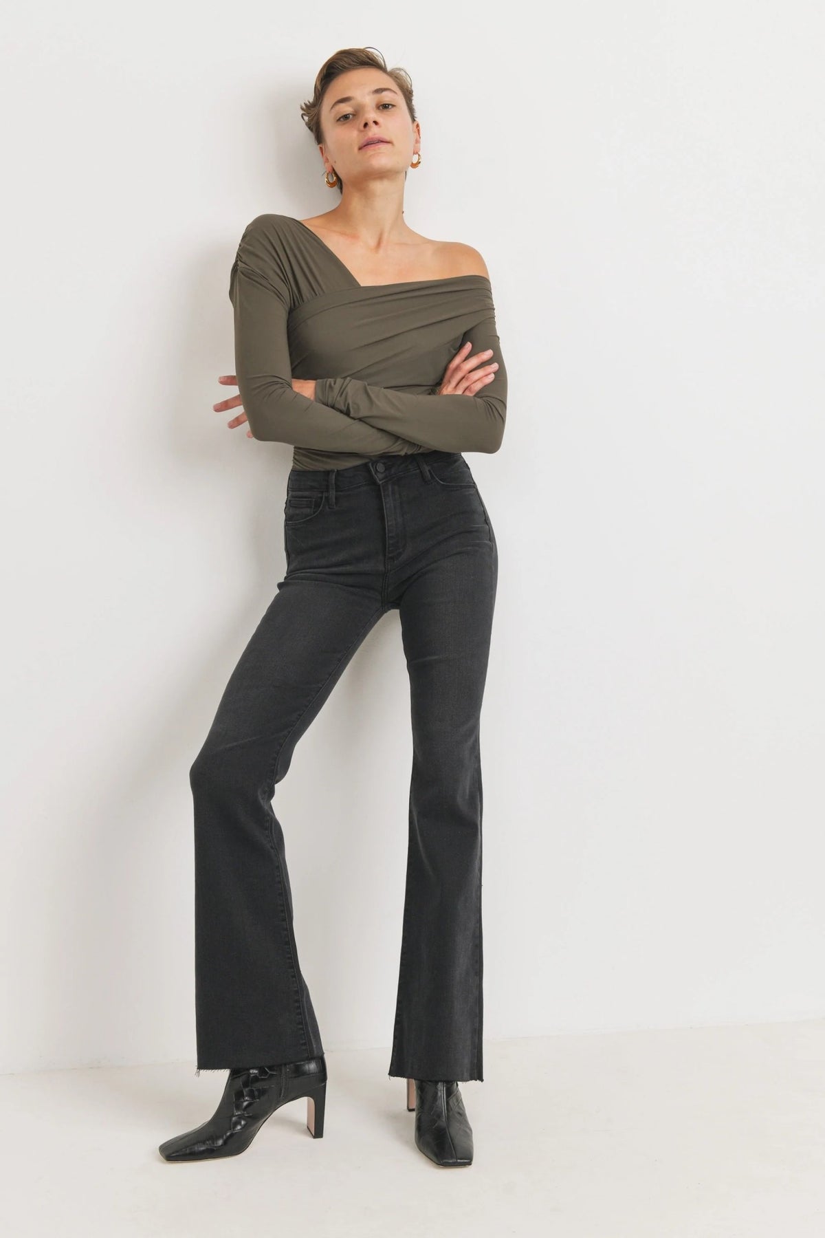 Just Black High Rise Scissor Cut Flare Jeans