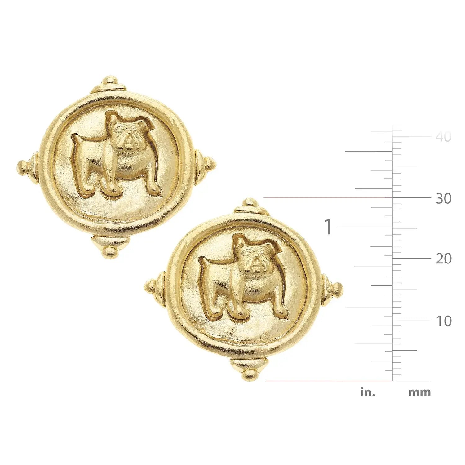 Susan Shaw Gold Bulldog Intaglio Post Earrings