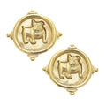 Susan Shaw Gold Bulldog Intaglio Post Earrings