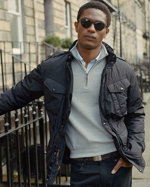 Men's Textured Pima Cotton Half Zip Sweater