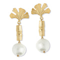 Susan Shaw Bamboo Ginkgo Pearl Earrings