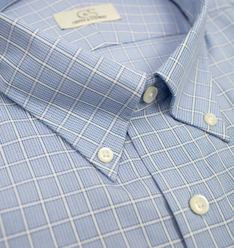 Cooper & Stewart Blue Overlay Check Button Down Collar