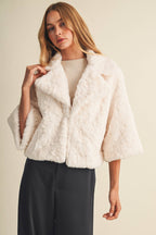 Mustard Seed - High-Pile Rosette Faux Fur Jacket
