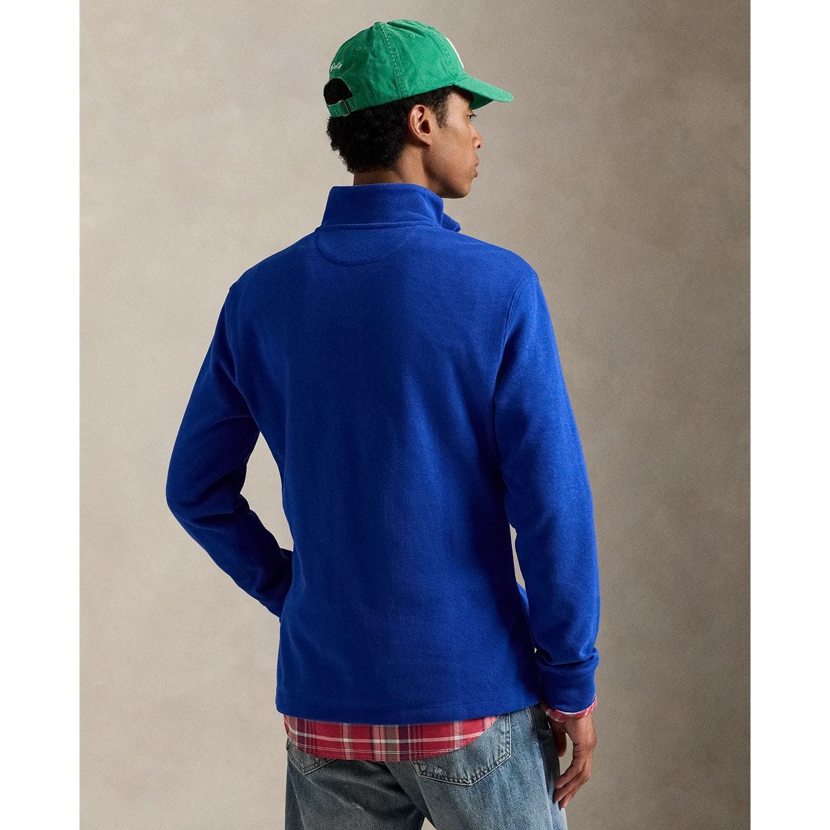 PRL Double Knit Jacquard 1/2 Zip Pullover w/ Contrast Collar