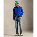 PRL Double Knit Jacquard 1/2 Zip Pullover w/ Contrast Collar