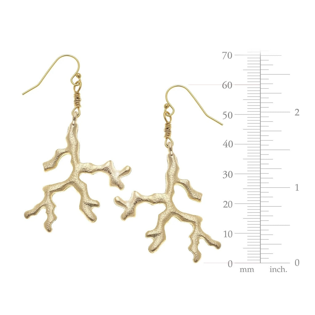 Susan Shaw Handcast Gold Large Coral Drop Earrings