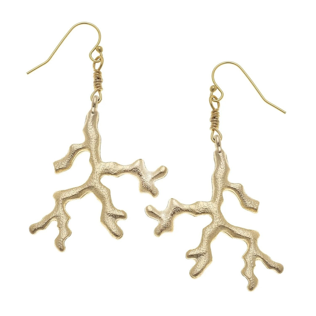 Susan Shaw Handcast Gold Large Coral Drop Earrings