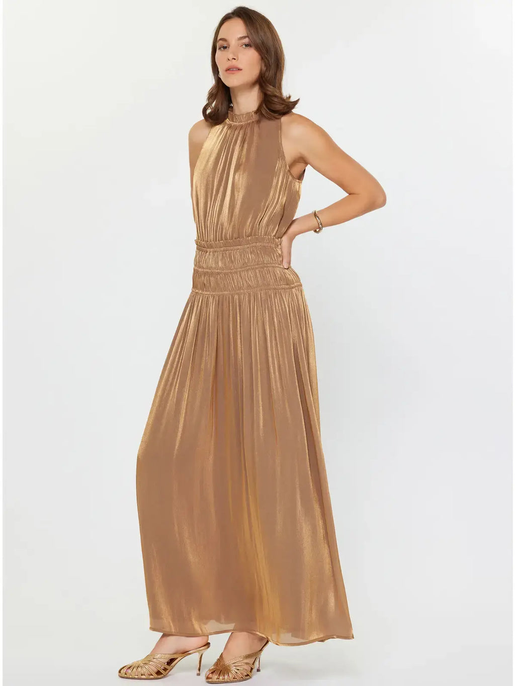 Current Air Metallic Sleeveless Maxi Dress