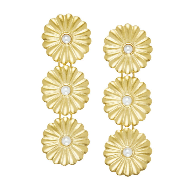 Susan Shaw Connie Pearl Triple Stack Earrings