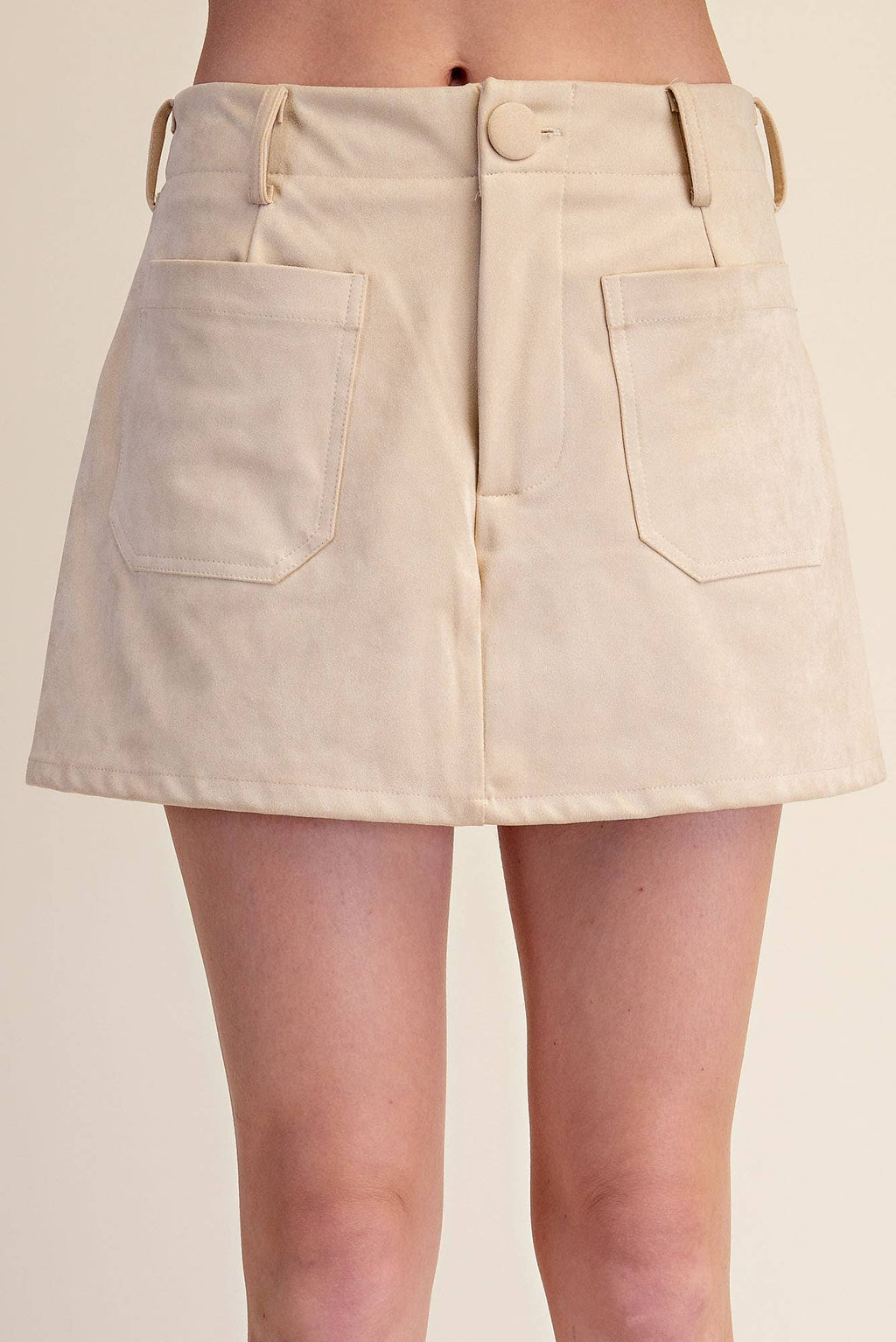 Glam  Suede Look Soft Brush Stretchy Skort