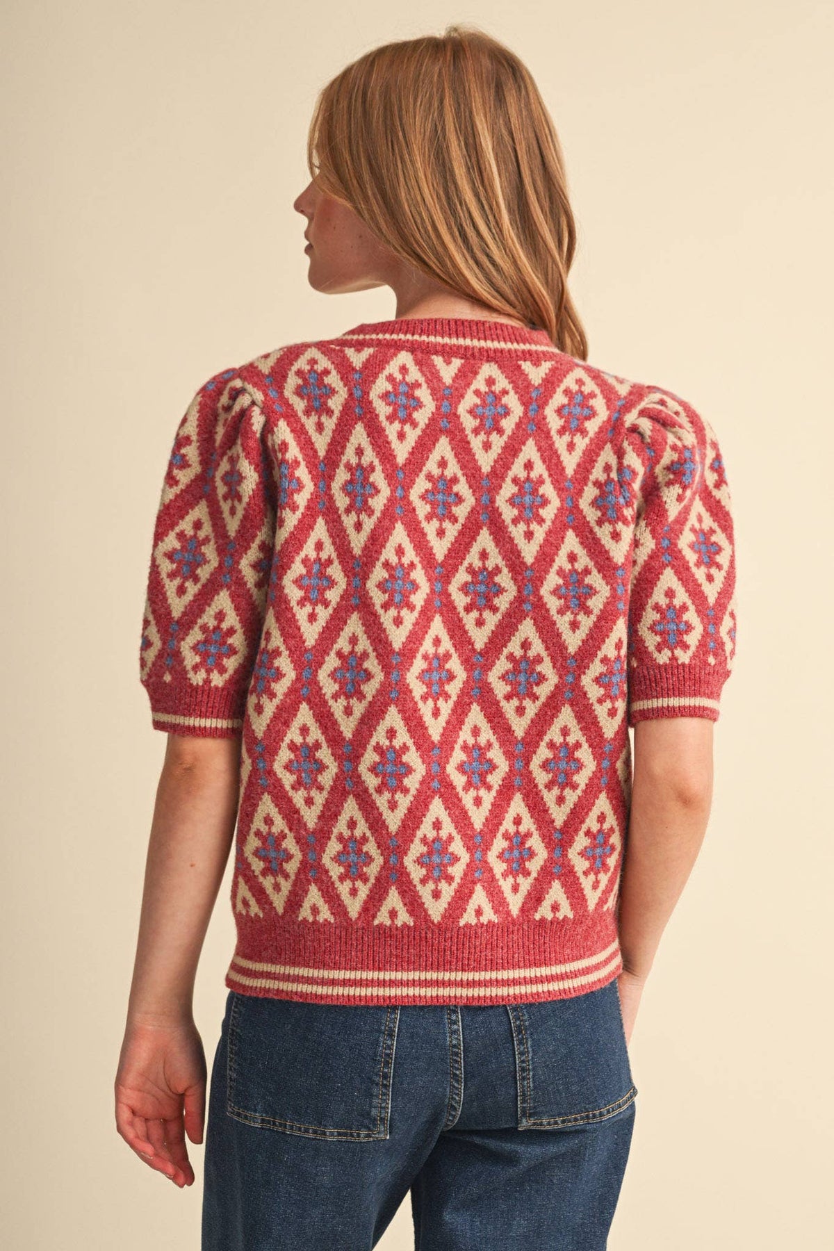 &MERCI - Geometric short sleeve sweater