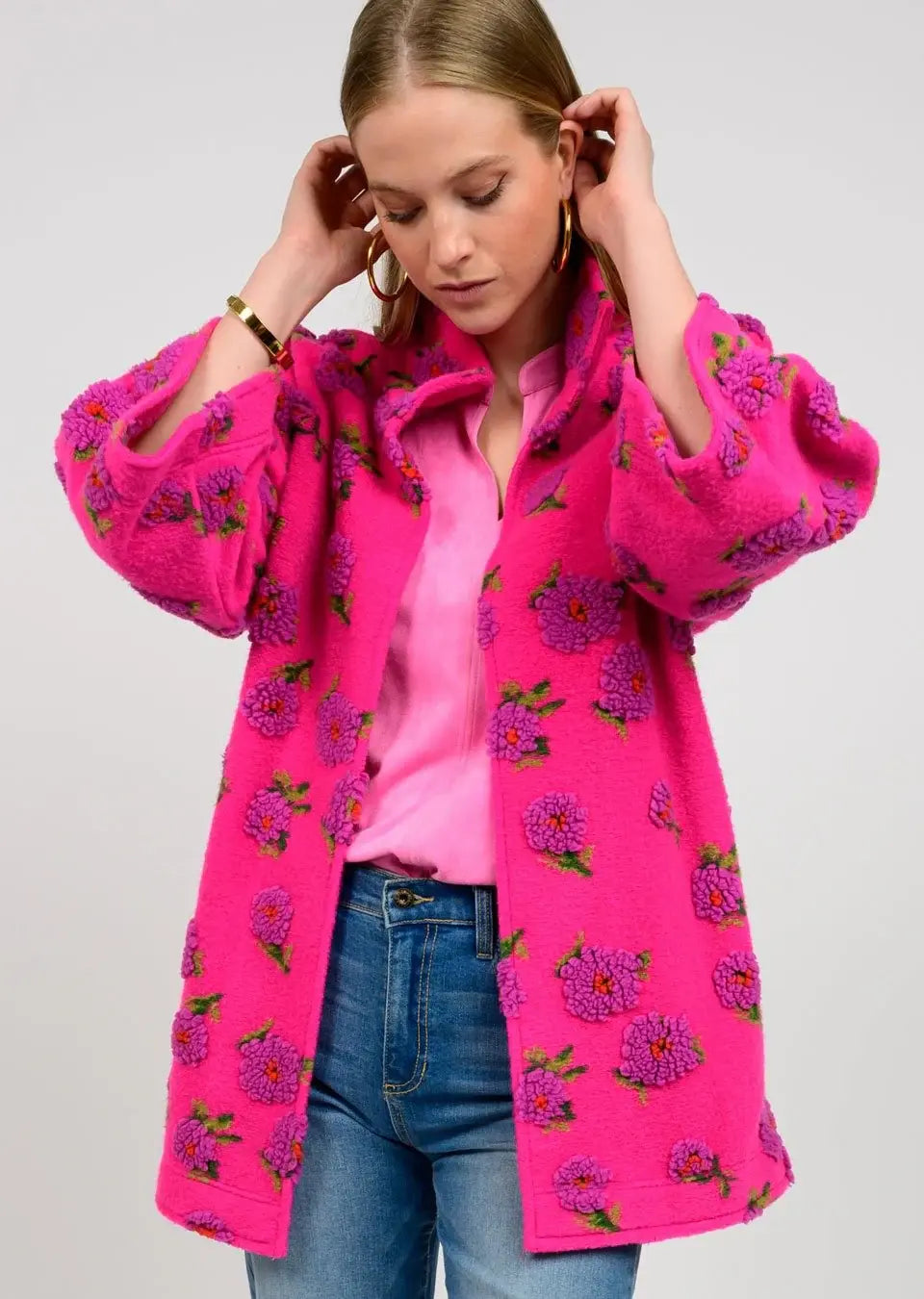 Ivy Jane Puff Floral Sherpa Jacket