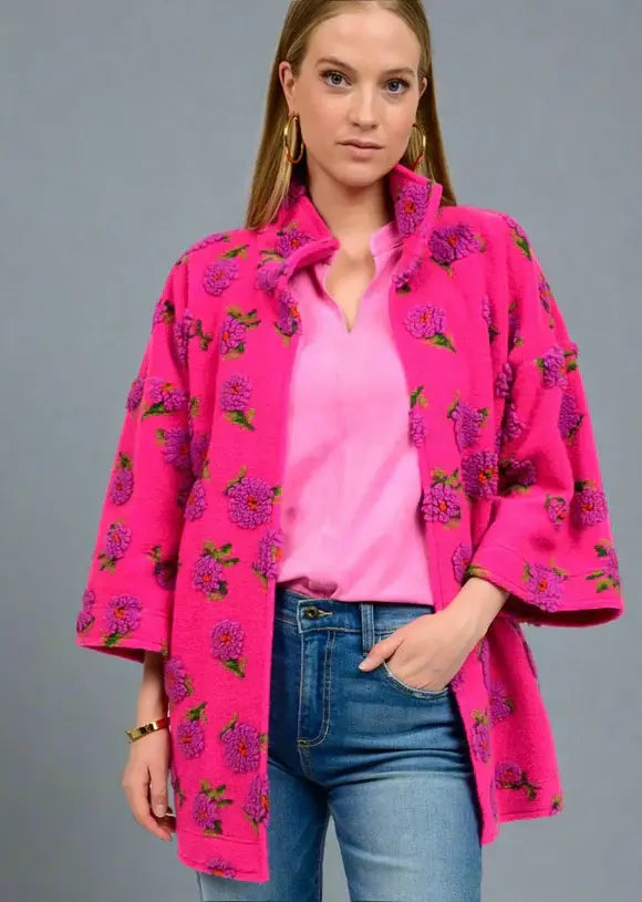 Ivy Jane Puff Floral Sherpa Jacket