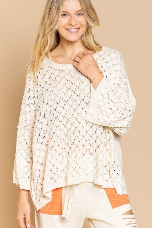 Pol Thin Sweater Pullover with 3/4 length Wide Sleeve