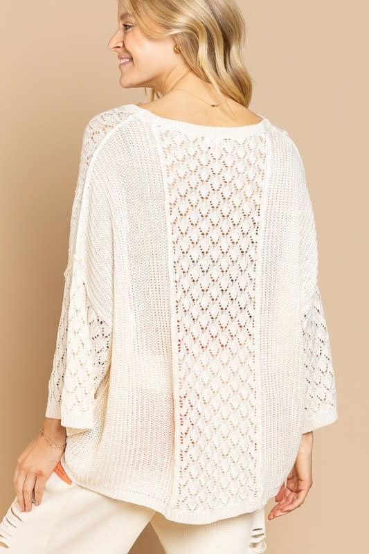 Pol Thin Sweater Pullover with 3/4 length Wide Sleeve