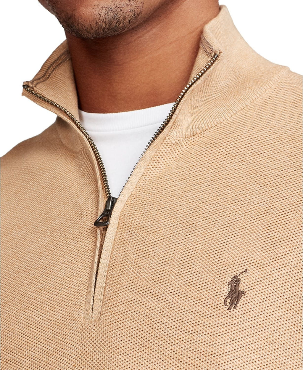 Men's Textured Pima Cotton Half Zip Sweater