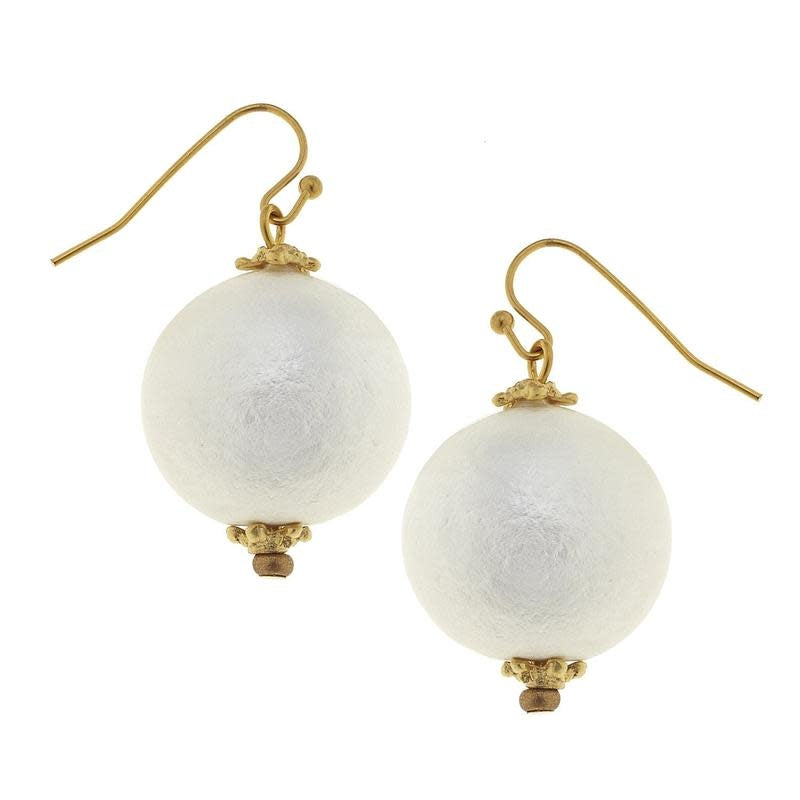 Susan Shaw Cotton Pearl Drop Earrings