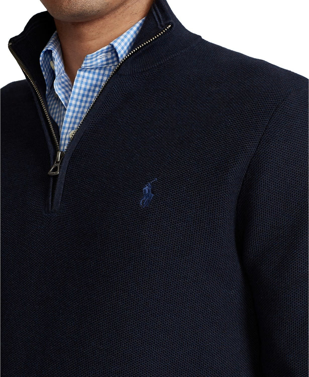 Men's Textured Pima Cotton Half Zip Sweater