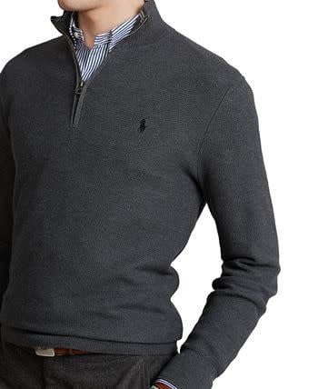 Men's Textured Pima Cotton Half Zip Sweater