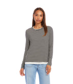 Karen Kane L/S Stripe Double Layer Side-Slit Top