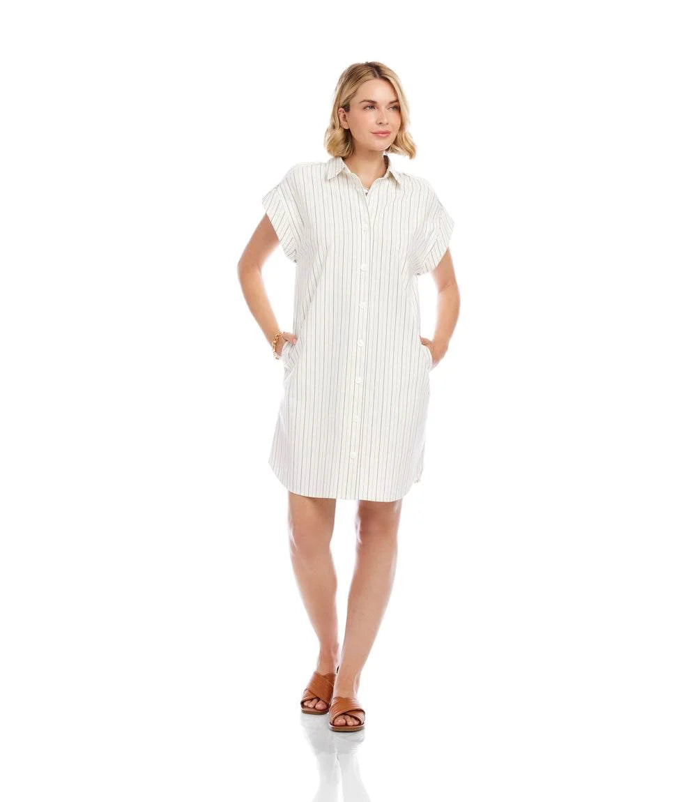 Karen Kane Stripe Cap Sleeve Shirtdress