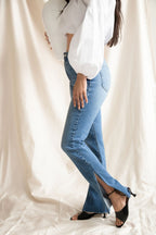 Just Black Denim Side-Slit Straight High Rise Jeans
