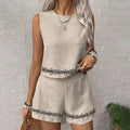 Rosa Clothing Boho Print Sleeveless Top Shorts Set Vest 2-Piece Set