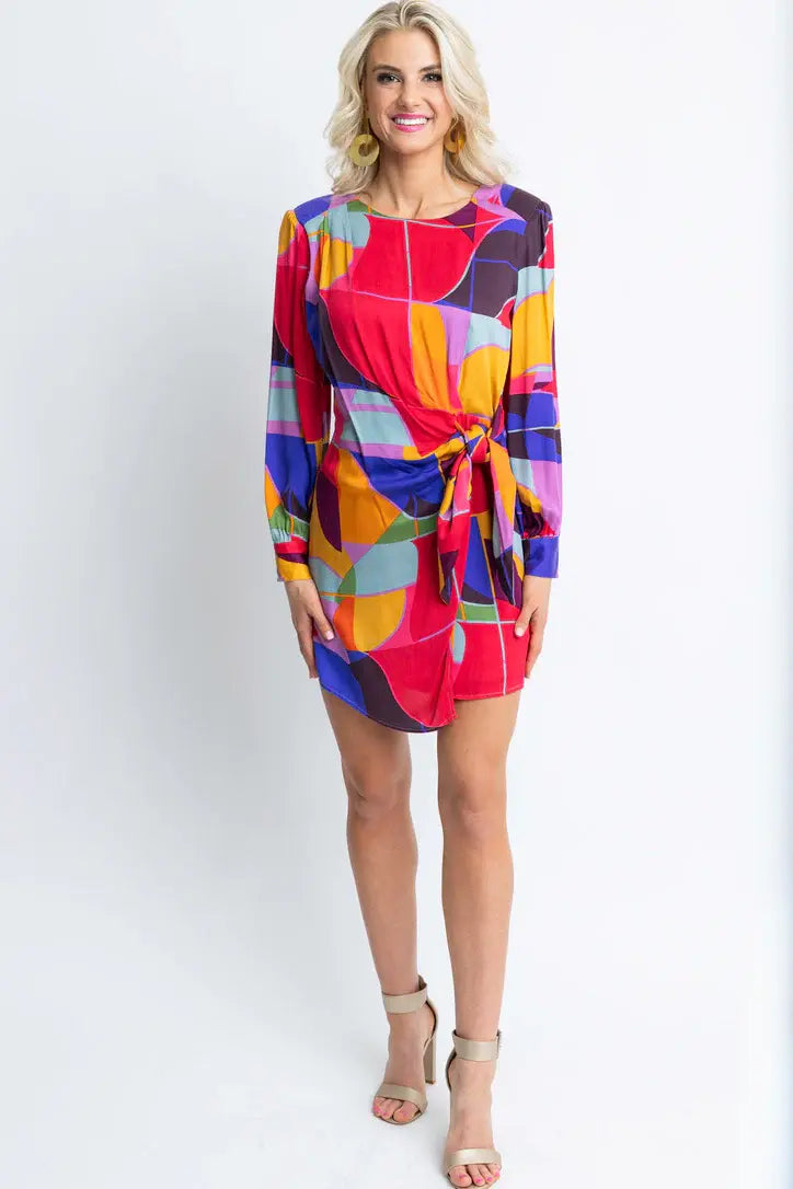 Karlie Multi Mosaic Wrap Dress