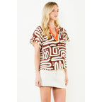 THML - Short Sleeve Pattern V-Neck Top
