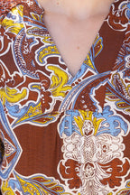 Voy Smocked Shoulder Detail Paisley Print Top