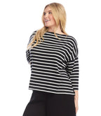 Karen Kane Stripe 3/4 Sleeve Boatneck Top