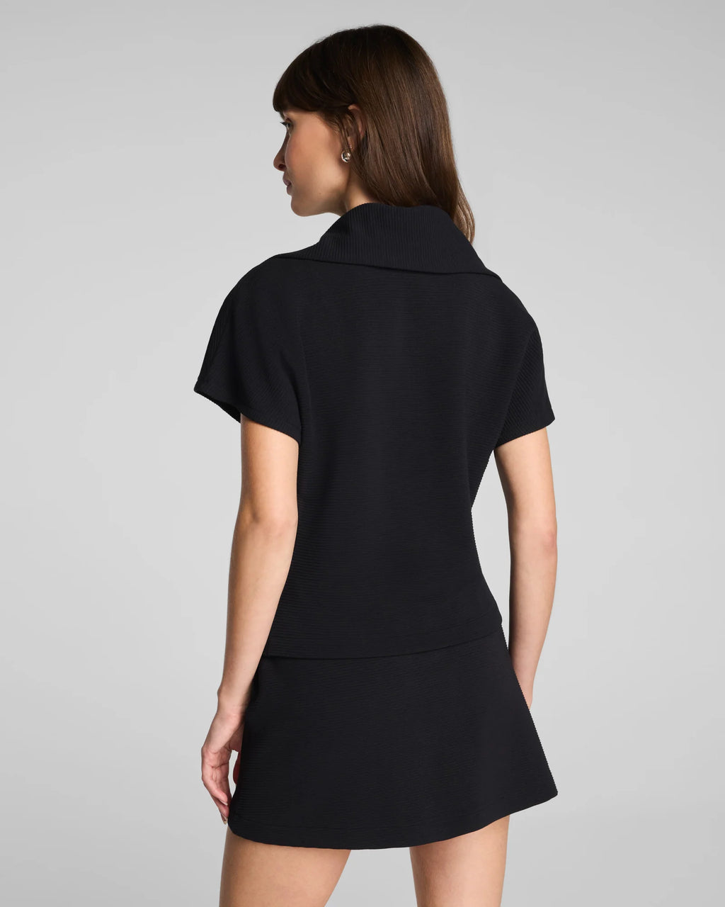 Spanx AirEssentials® French Rib Short Sleeve Half Zip Top
