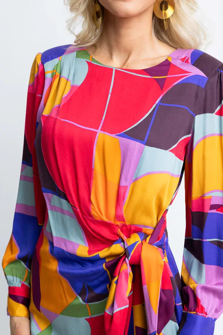 Karlie Multi Mosaic Wrap Dress